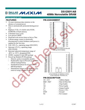 DS1250ABP-70IND datasheet  